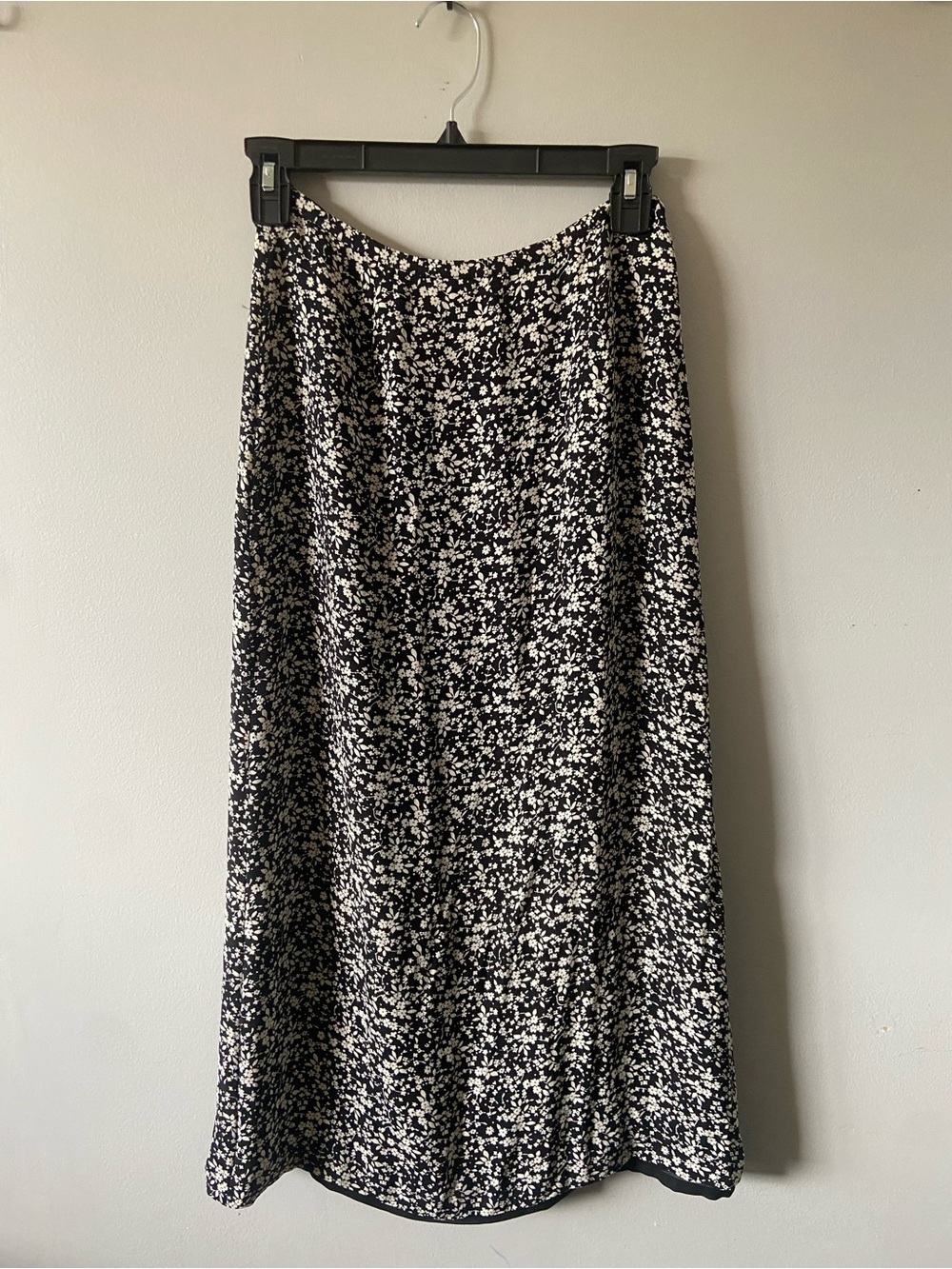 Black and White Floral MIDI Skirt